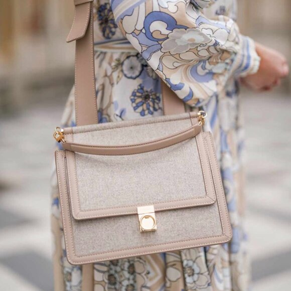 Polene Numero Sept Medium Taupe and Beige Crossbody Bag - Picture 8 of 8